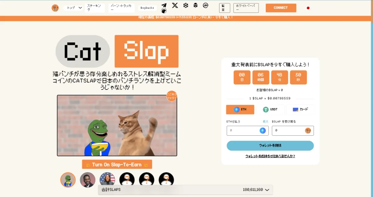 CatSlapのPC版ウェブサイト