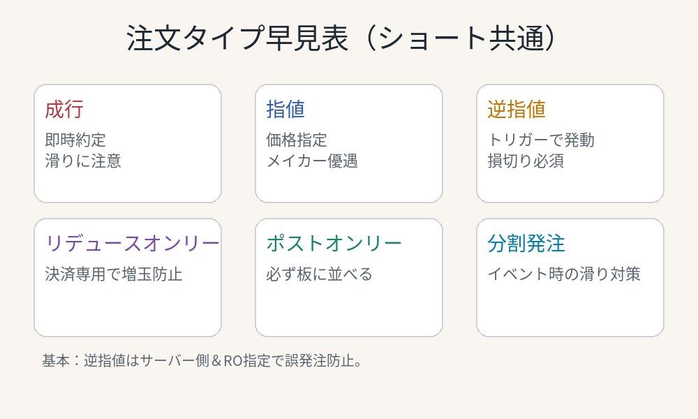 ビットコイン空売りの注文タイプ