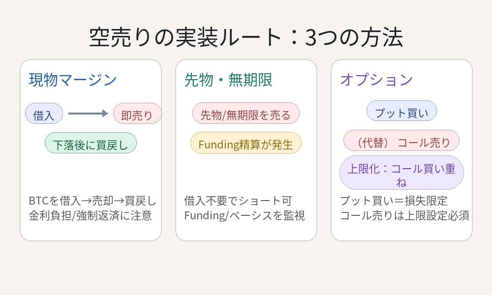 ビットコイン空売りの3つのルート