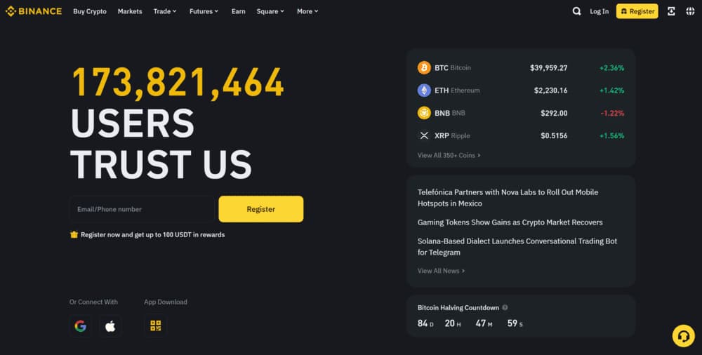 Binance Homepage